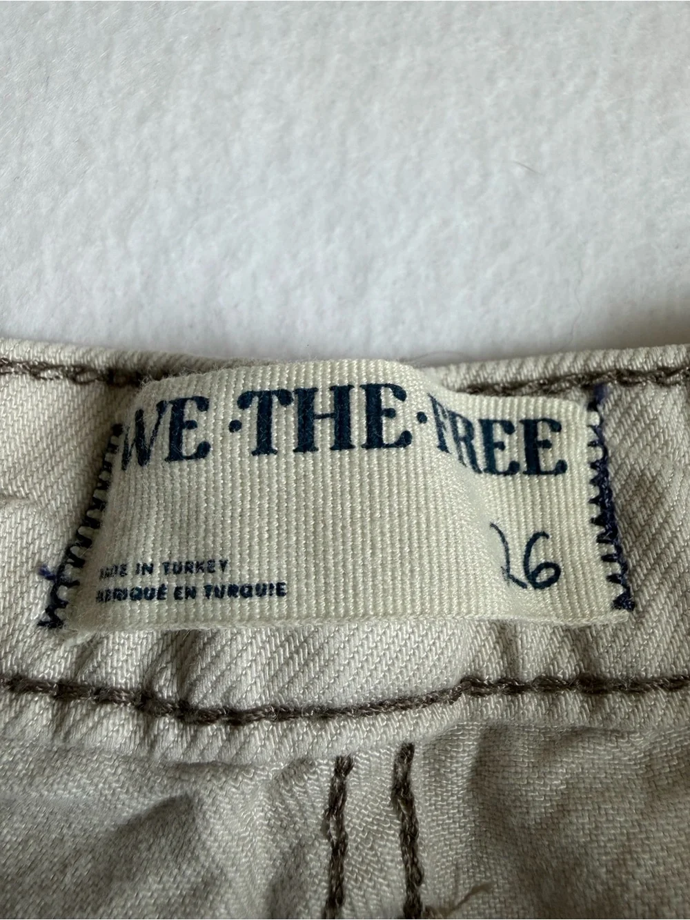 We The Free Old West Slouchy Wide Leg Jeans 26 Ivory Lyocell Tencel Button Fly - Picture 4 of 13